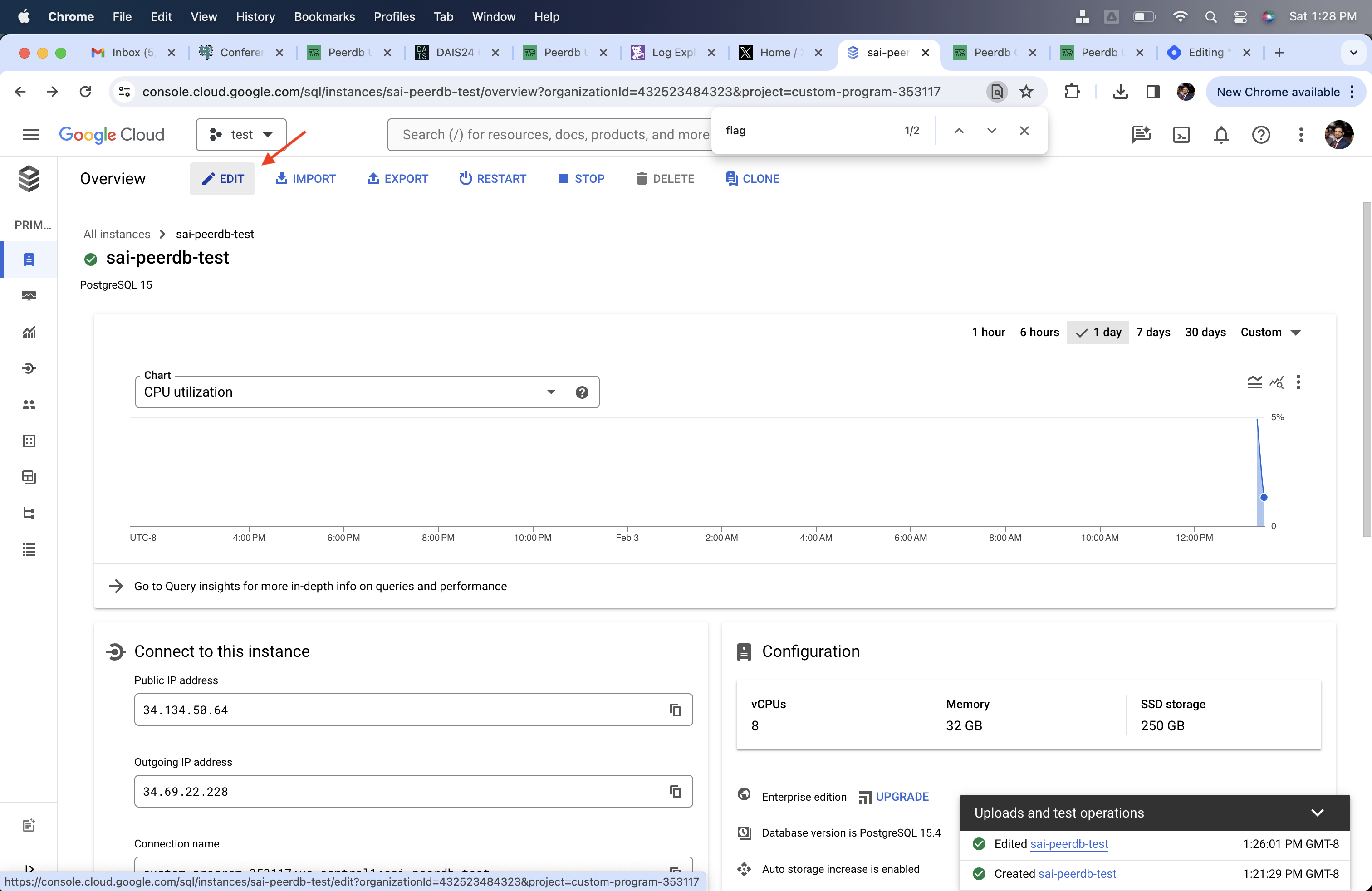 Edit Button in CloudSQL Postgres